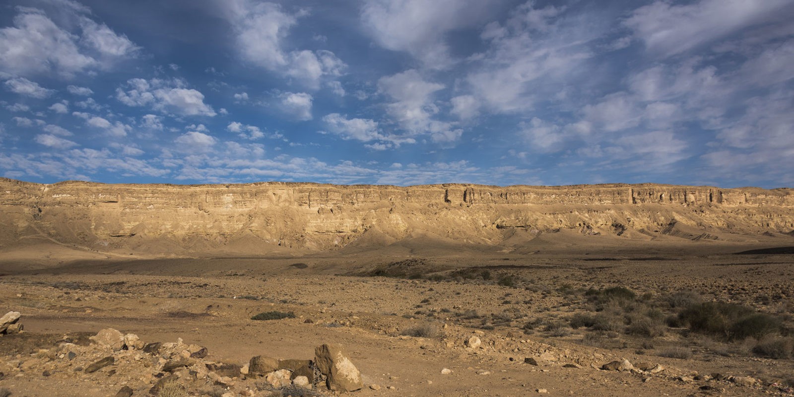 Rock formations in desert, Makhtesh Ramon, Negev Desert, Israel
